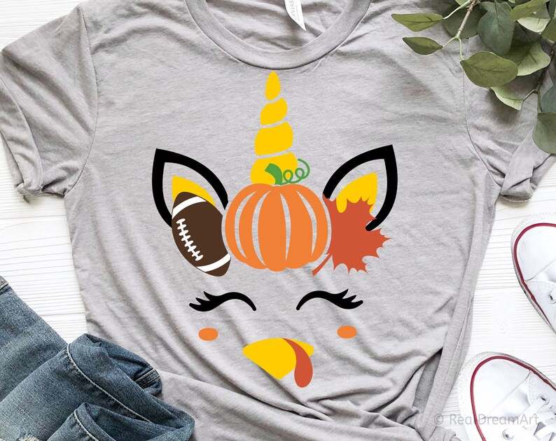 Turkey Svg Face, Girl Thanksgiving Svg Thanksgiving Unicorn