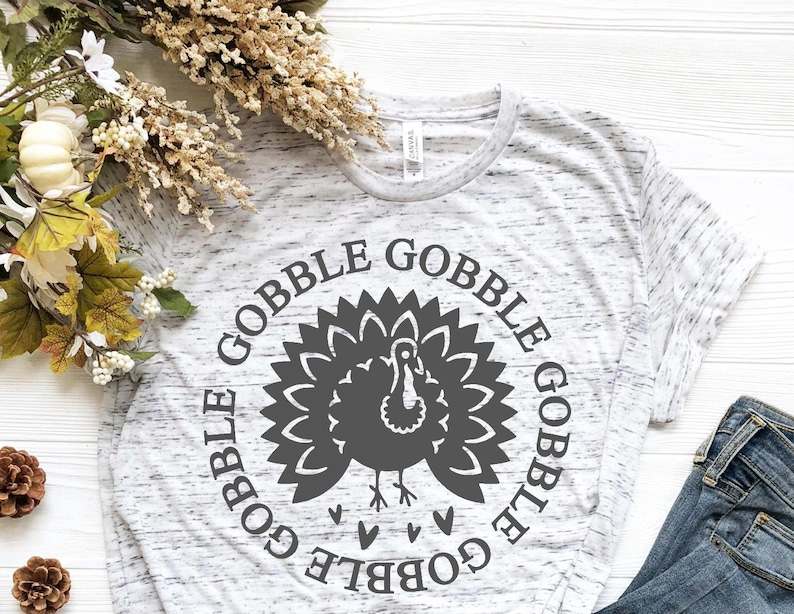 Turkey Svg Black And White, Gobble Gobble Turkey SVG Cricut Cut File 