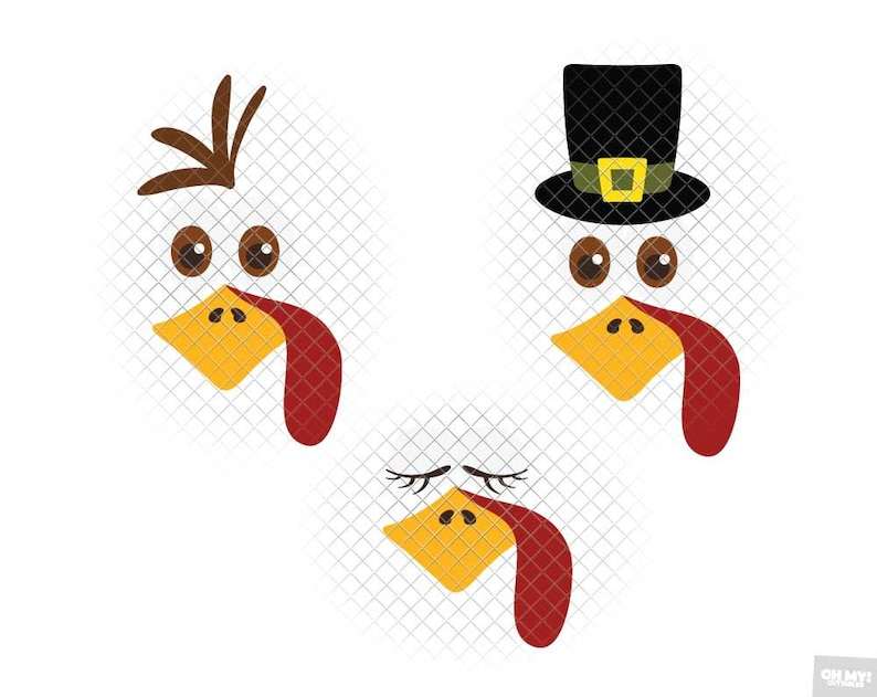 Turkey Svg Face, Turkey Face SVG Thanksgiving Fall Eyelash Svg