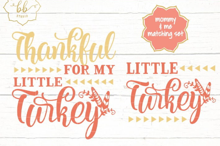 Turkey Svg, Mommy And Me Little Turkey Svg Eps Png Cutting File
