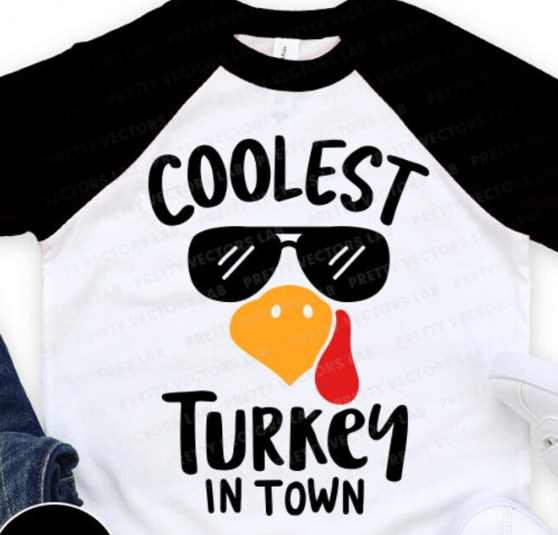 Turkey Svg Face, Coolest Turkey in Town Svg 