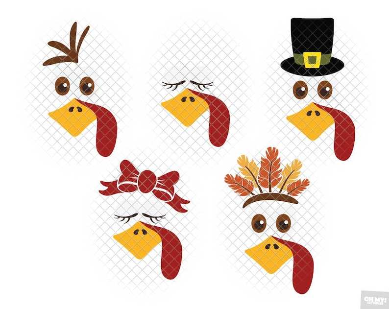Turkey Svg Face, Turkey Face SVG Thanksgiving Fall Eyelash Svg