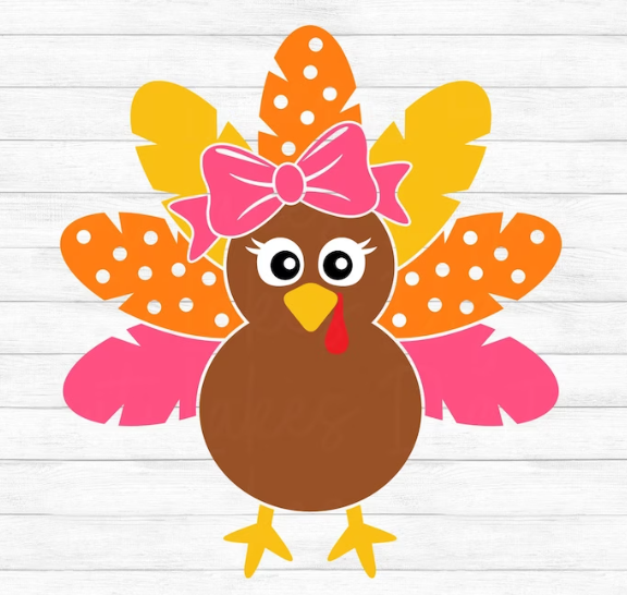 Turkey Svg, Thanksgiving Turkey - Digital Download Girl Turkey