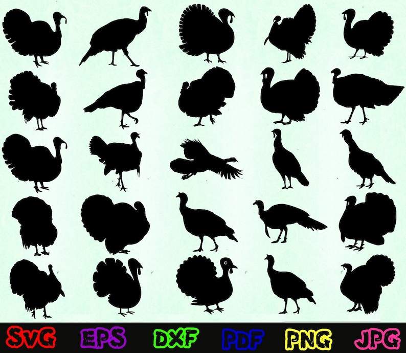 Turkey Svg Black And White, Turkey Svg Animal Svg Turkey Silhouette 