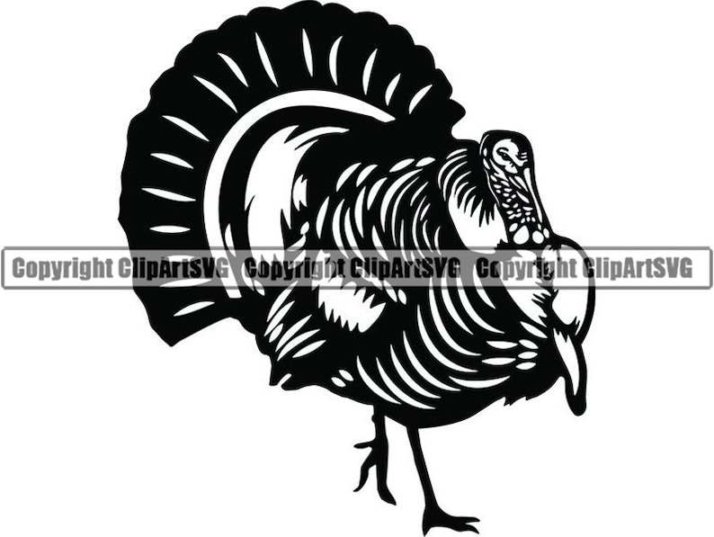 Turkey Svg Black And White, Bird Animal Thanksgiving Logo