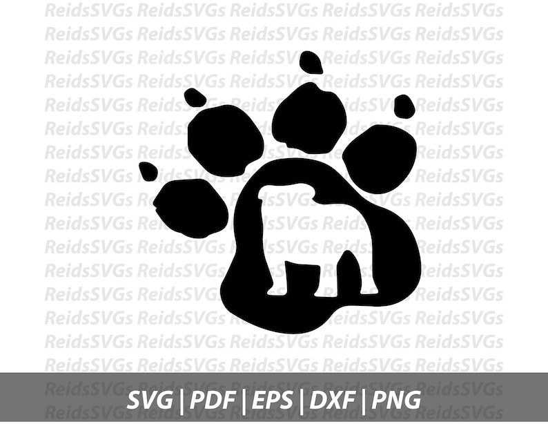 Bulldog Paw SVG Circut Paw Print Cutting Files