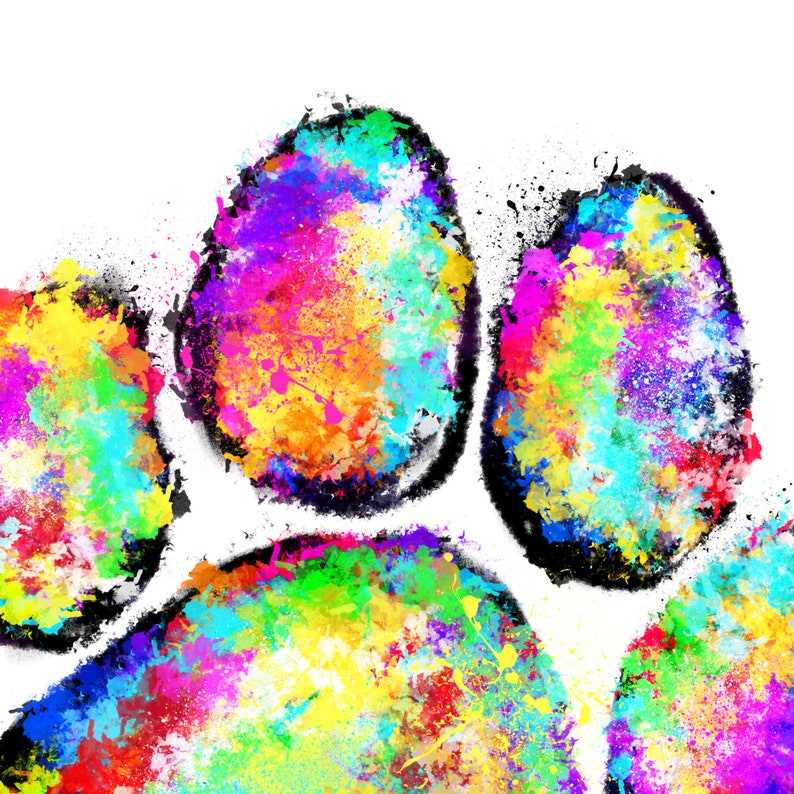 Paw SVG Rainbow Splatter Digital Element