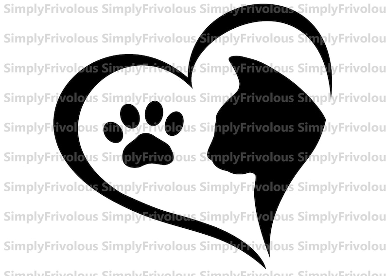 Cat Memorial Heart with Paw Print SVG