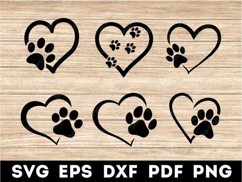 Dog Paw Print SVG Bundle, Heart Paw print, Dog House SVG