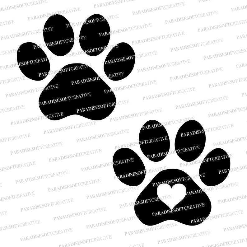 Dog Paw Print Svg Free Heart And Paw Print Svg, Cut File, Vector#1
