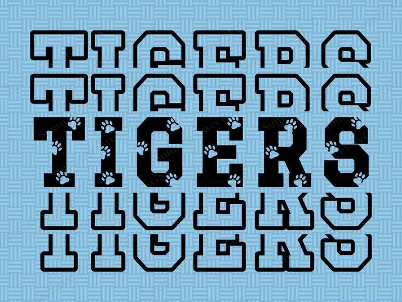 Tigers Svg Paw Prints Stacked Monogram Svg Silhouette Cut File Digital Download