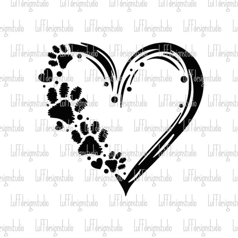Paw Heart SVG Valentines Day SVG#5
