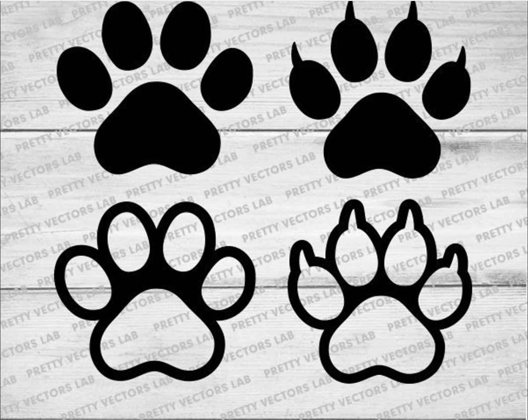 Paw Tracks SVG - Paw Split Monogram Frame Svg- Cats Svg - Dog Svg