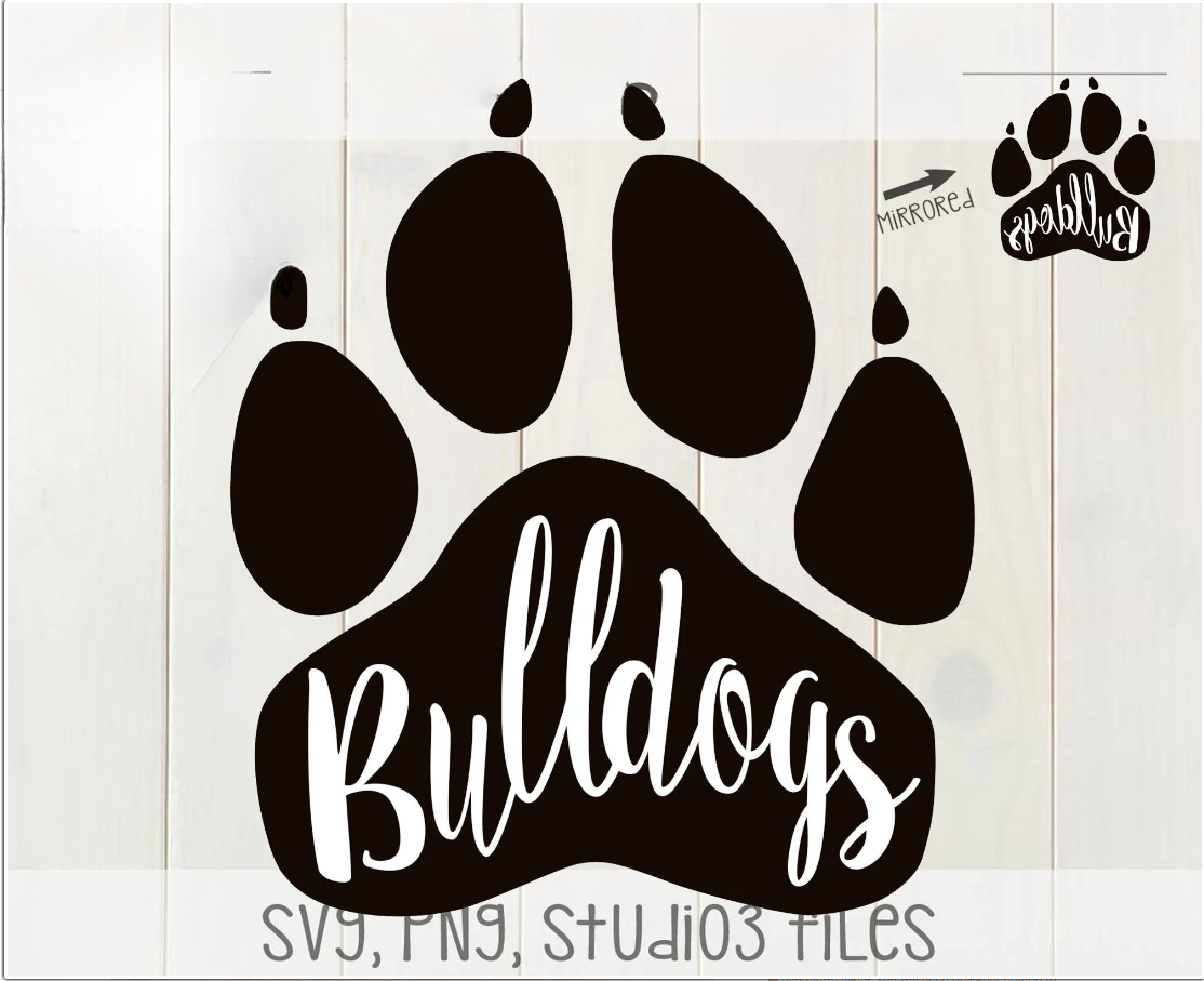 Bulldogs in Paw Print SVG 
