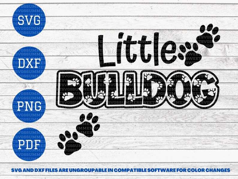 Bulldog SVG Paw Print SVG Cricut Cut File 