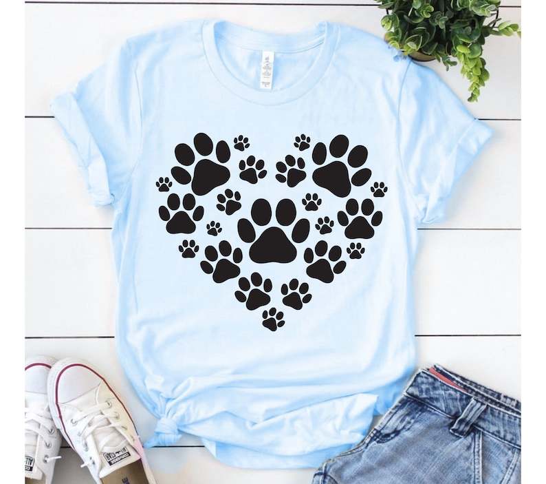 Paw Print Heart SVG Dog Lover svg, Cricut Cut File