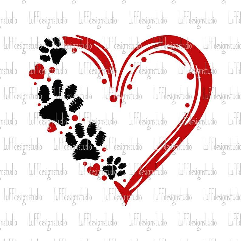 Paw Heart SVG Valentines Day SVG Sublimation Designs Downloads#5