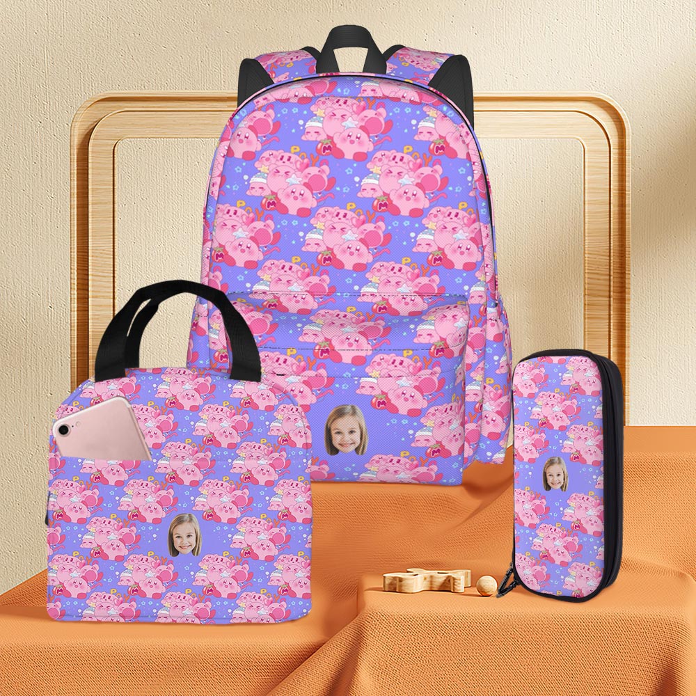 Kirby Backpack with Lunch Box Super Star Heat Insulated Lunchbox