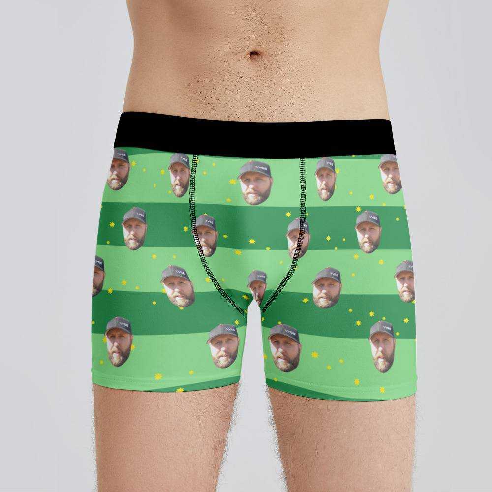 Vice Grip Boxers Custom Photo Boxers Men's Underwear Striped Printed Boxers Green
