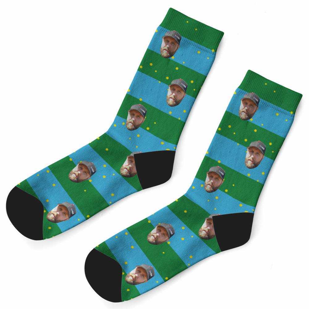 Vice Grip Socks Custom Photo Socks Striped Printed Socks Blue