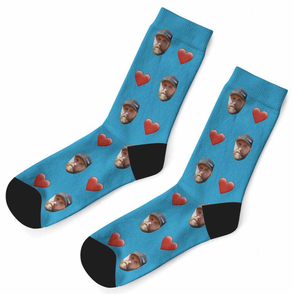 Vice Grip Socks Custom Photo Socks Heart Socks Blue