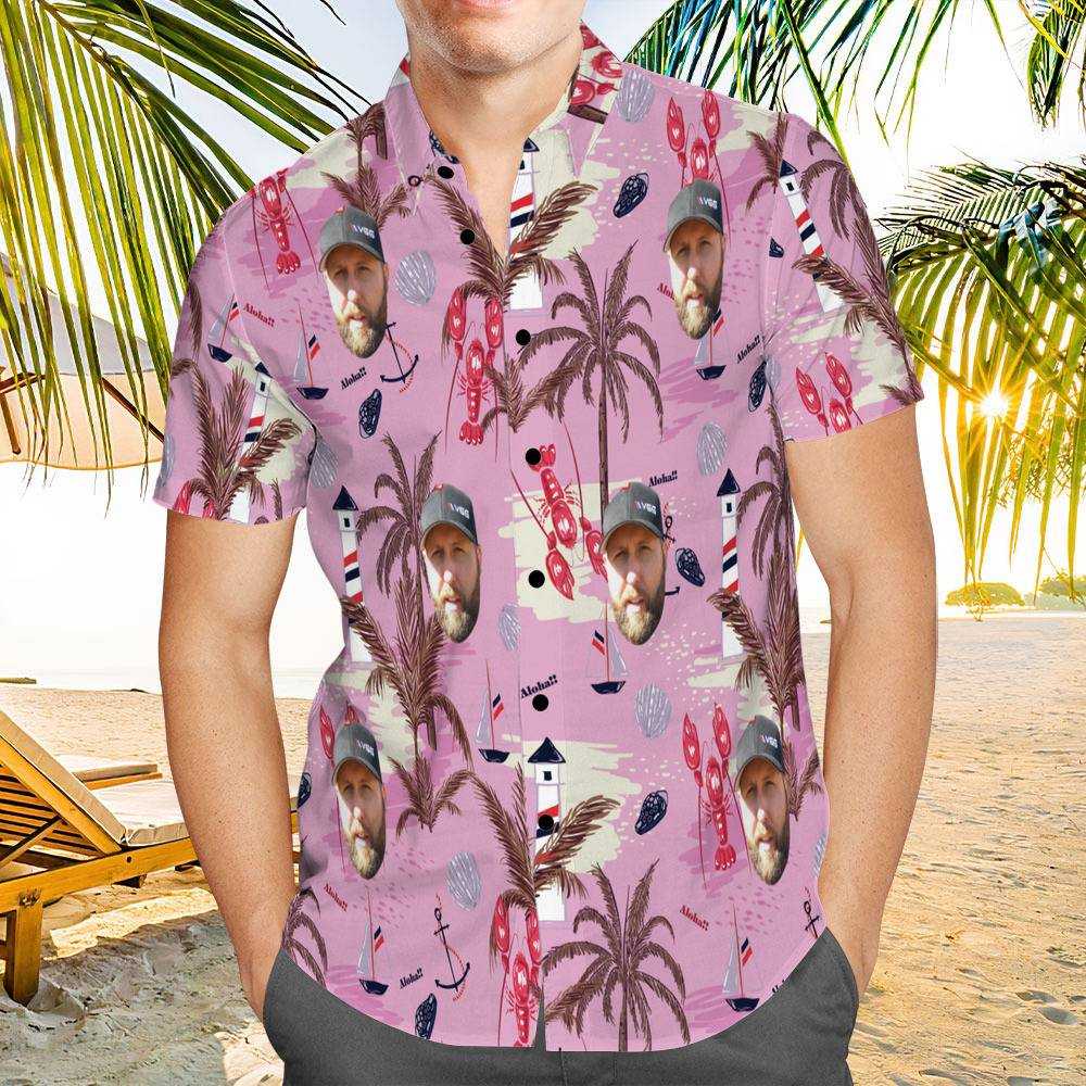 Vice Grip Hawaiian Shirt Custom Photo Hawaiian Shirt Pink Chinoiserie Print Hawaiian Shirt