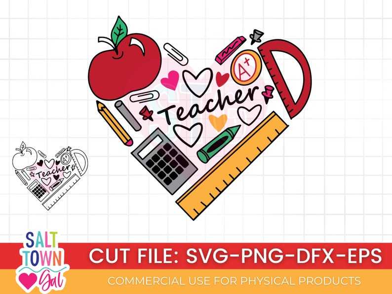 Teacher Svg Teacher Heart Svg Teacher Appreciation Svg#1