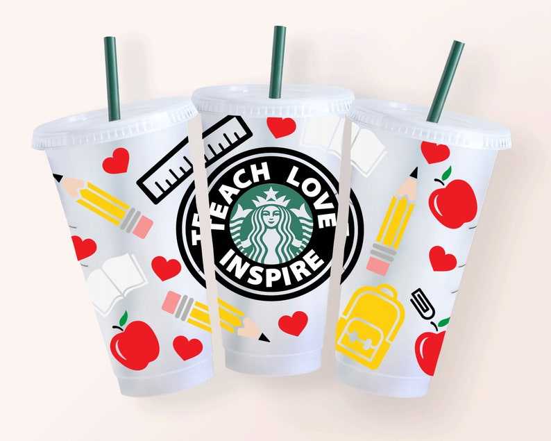 24oz Venti Cold Cup Teach Love Inspire for Starbucks Cup Svg File Digital Download
