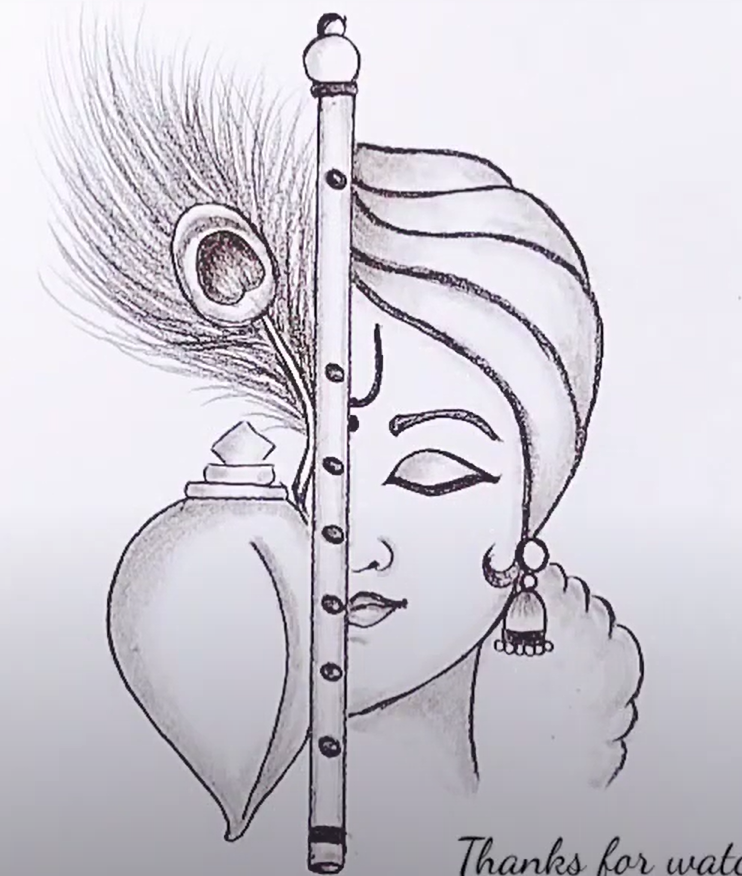 easy simple drawing of krishna