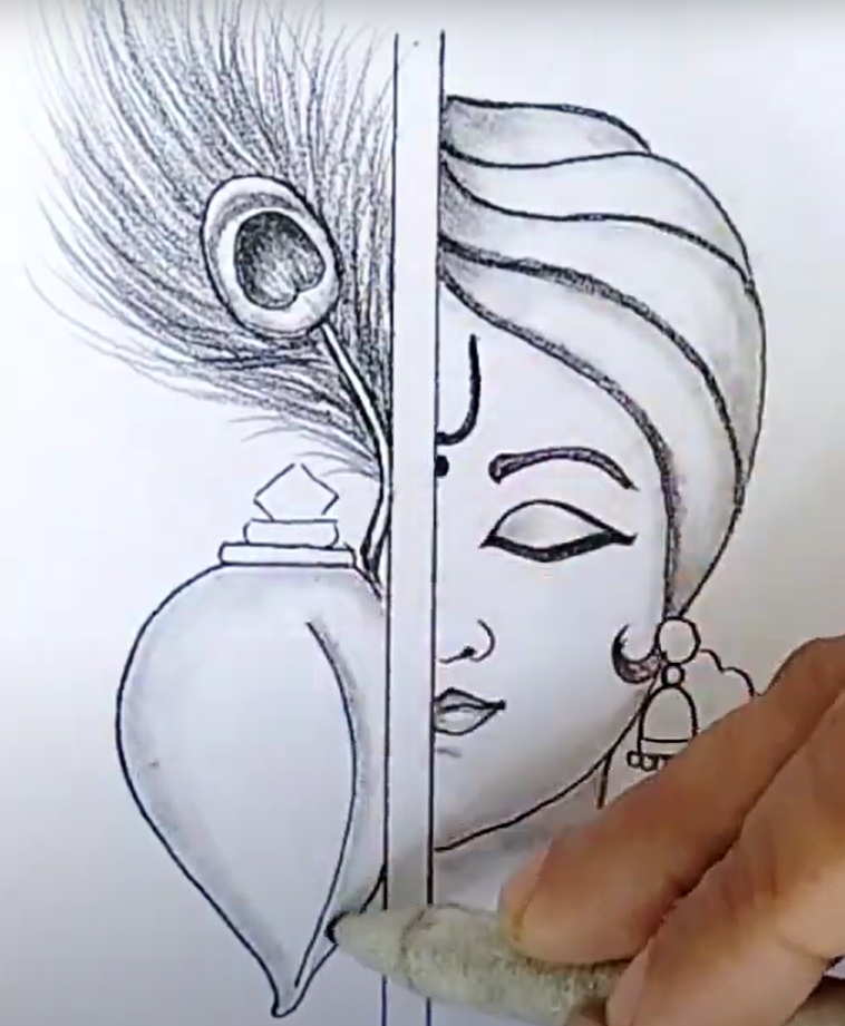 easy simple drawing of krishna