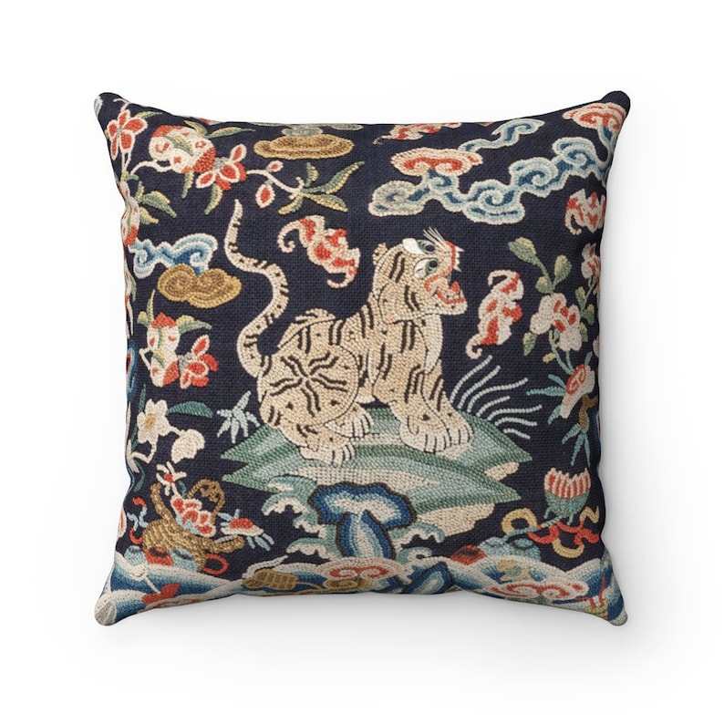 Luxurious Jokhang Hartig Flying Tibet Tiger Throw Pillow - Chloe & Olive