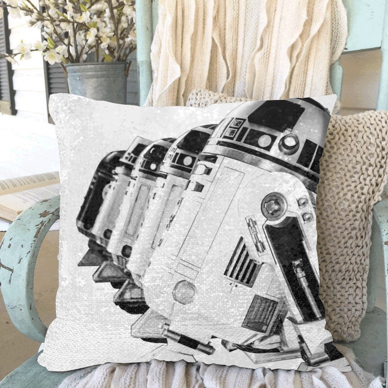 Cool Star Wars R2d2 Home Decorative Cotton Linen Square Throw Pillow Case  Cushion Cover Art Design