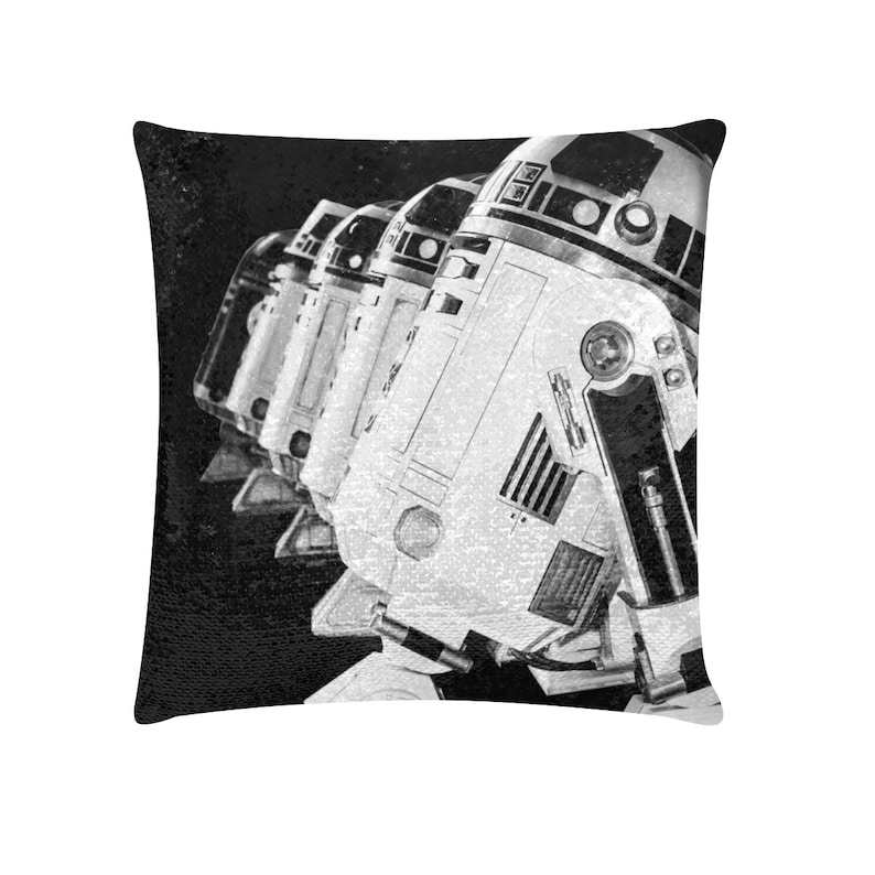 Star Wars Pillow Cases, Black or White Background R2-D2 & Friends 18 x 18  Flip Sequin Throw Pillow Case - Star Wars Inspired Decor - Zippered - Artoo  Detoo Droids
