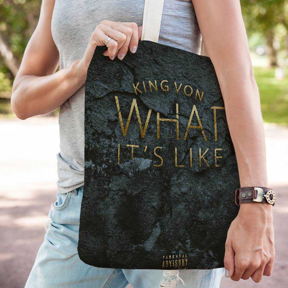 King Von Totebag Classic Celebrity Totebag King Von What It's Like Lyrics Totebag