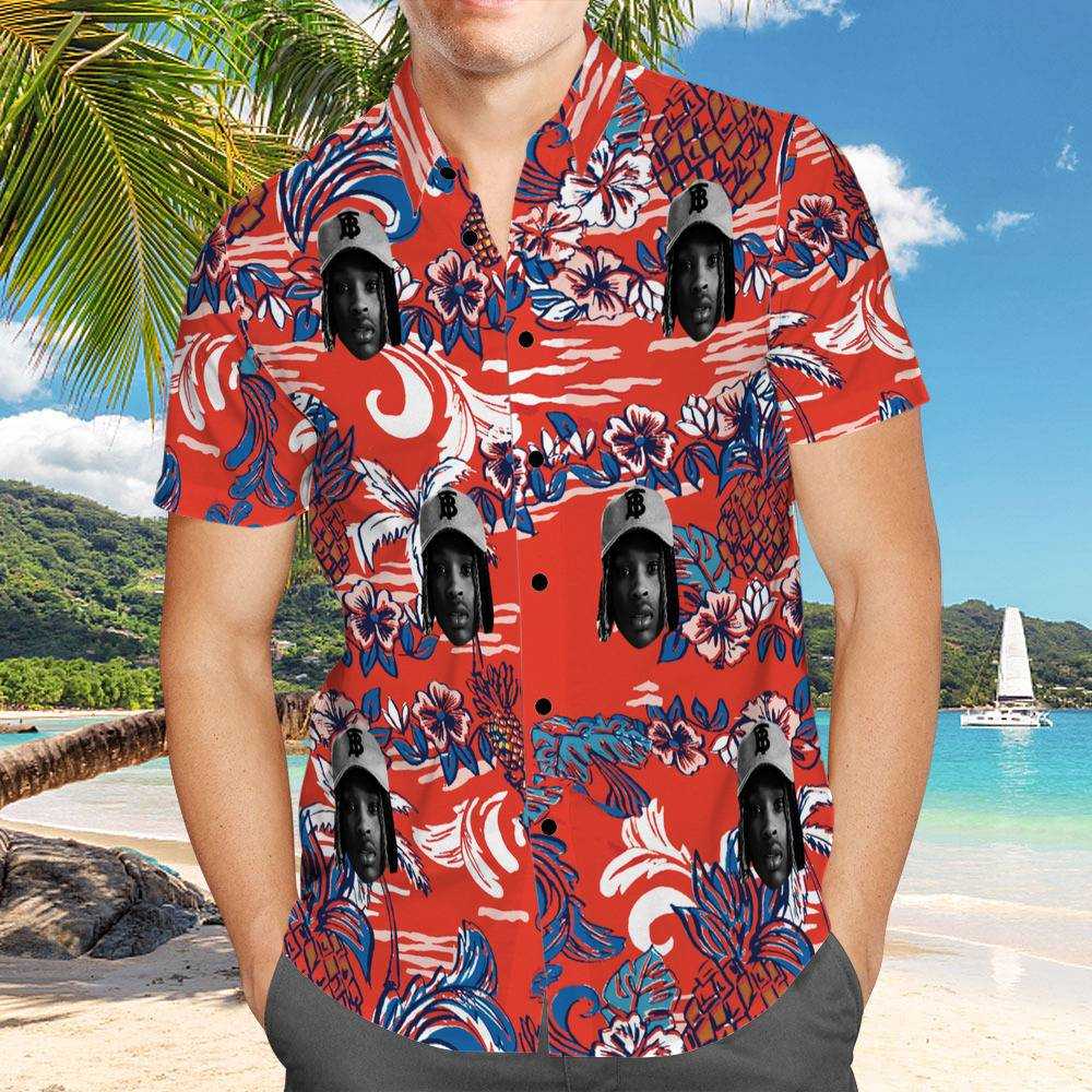 King Von Hawaiian Shirt Custom Photo Hawaiian Shirt Vintage Floral Pattern Hawaiian Shirt
