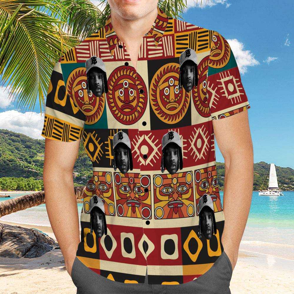 King Von Hawaiian Shirt Custom Photo Hawaiian Shirt Retro Patterns Hawaiian Shirt