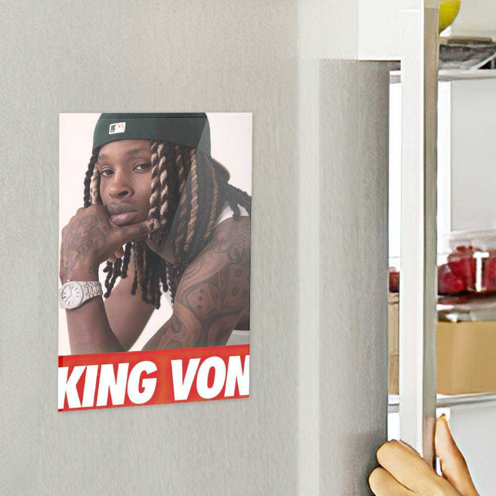 King Von Fridge Magnet Kig Von Rapper Essential Fridge Magnet