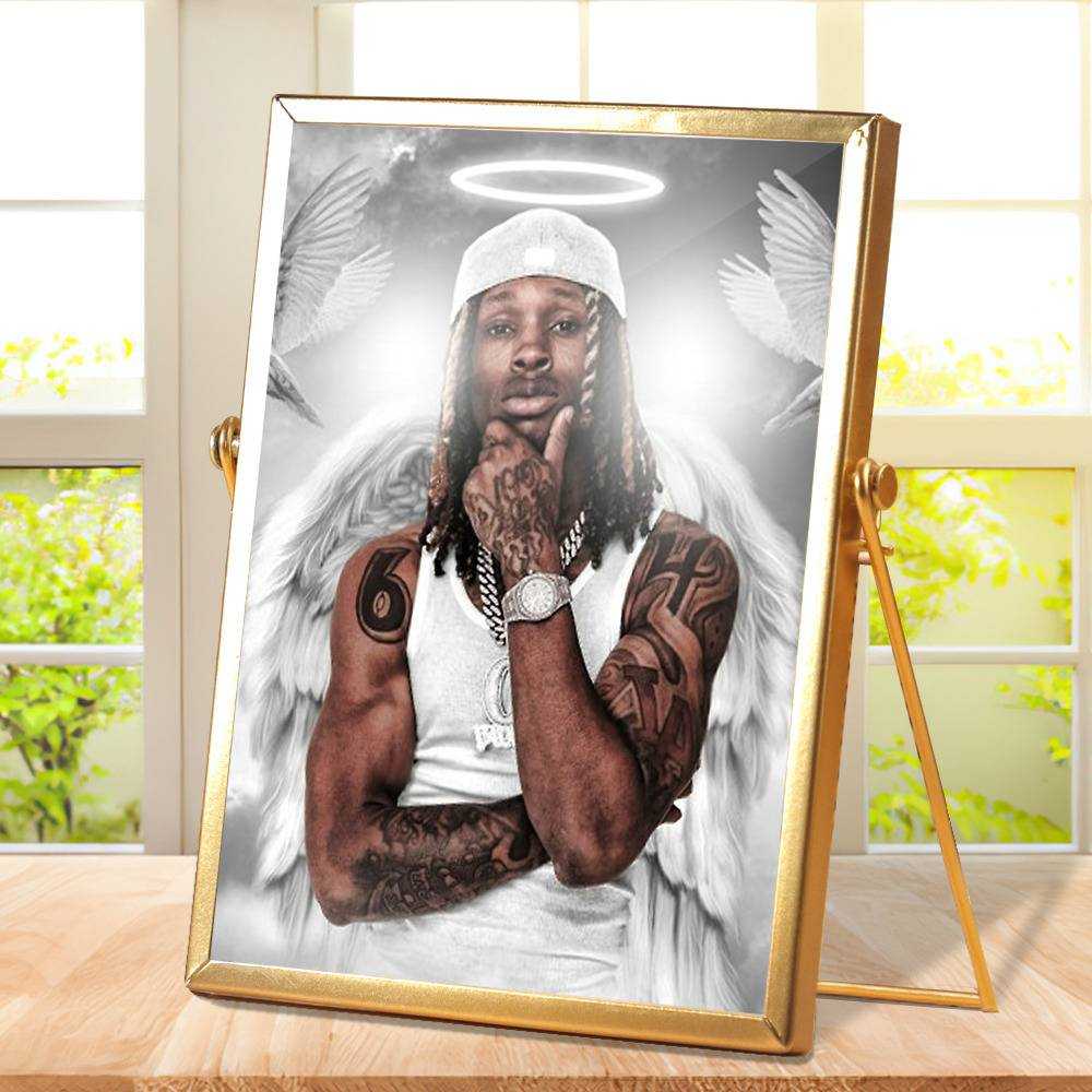 King Von Plaque Classic Celebrity Plaque king angele by King Von Plaque with Golden Frame