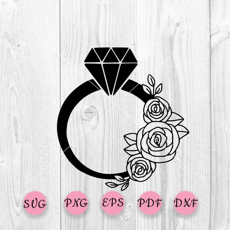 Ring Svg, Wedding Ring Floral Svg Bridal Ring Svg Diamond Ring With Flowers Svg Ring With Roses Svg#1
