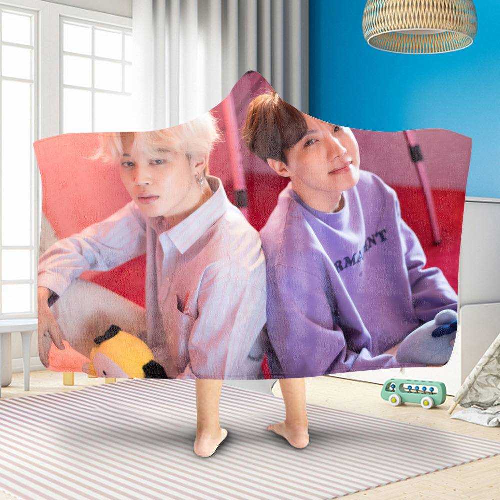 BTS Hoodie Blanket J-HOPE And JIMIN Hooded Blanket | btsplushies.com