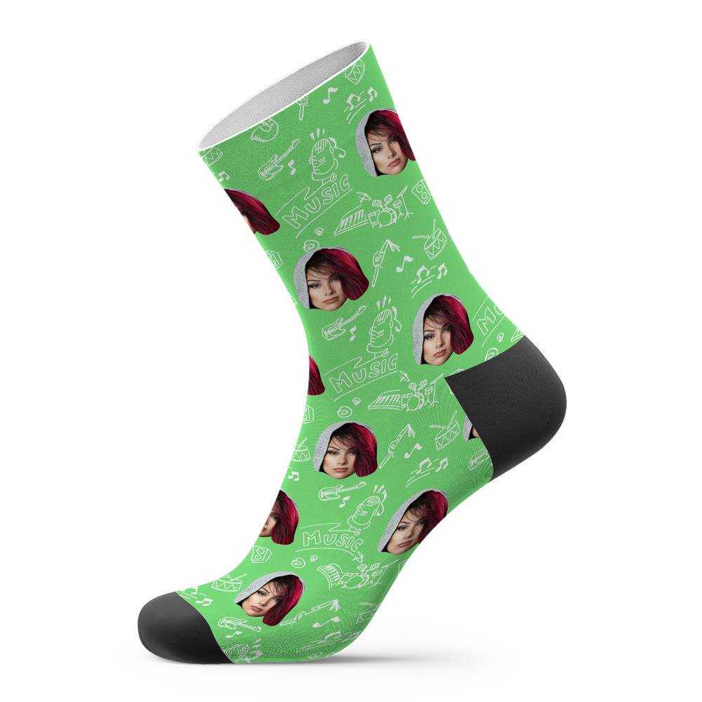 Custom Face Socks Bowknot and Mistletoe Elf Socks Christmas Gift