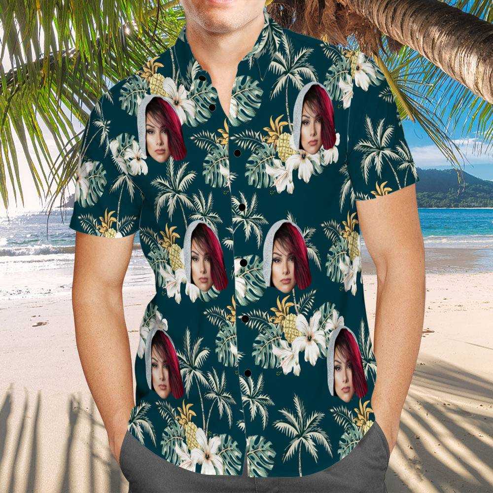 Snow Tha Product Hawaiian Shirt Custom Photo Hawaiian Shirt Floral Pattern Hawaiian Shirt