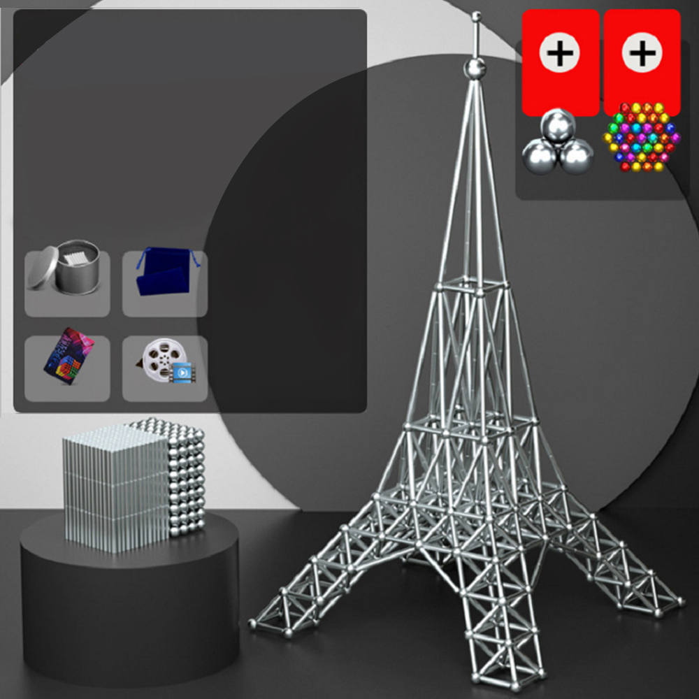 Buckyball stick, Stick Building Toys Silver 500pcs long sticks + 600pcs balls(d8mm