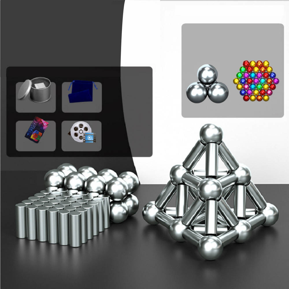 bucky balls, magnetic balls strung together in a twist pattern cylinder