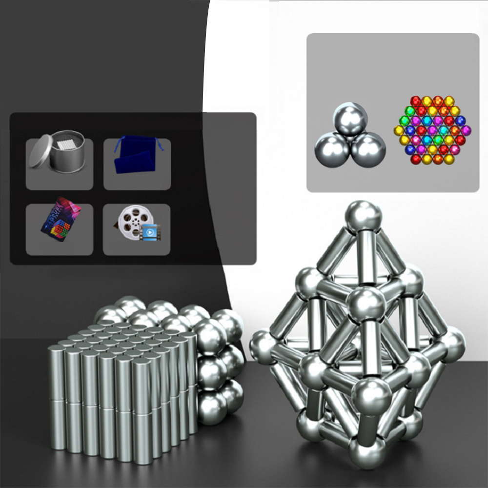 Buckyball stick, Stick Building Toys Silver 500pcs long sticks + 600pcs balls(d8mm