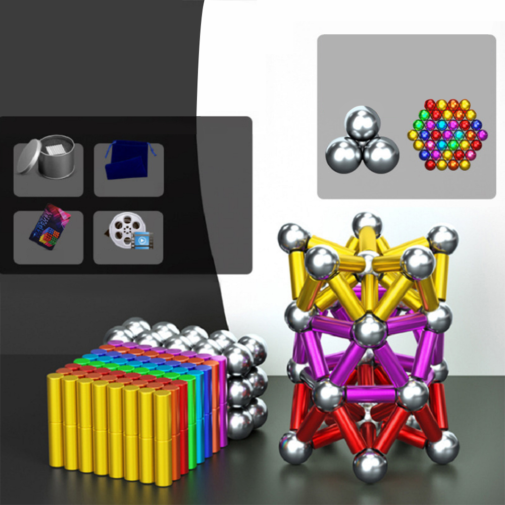 Buckyball stick, Stick Building Toys Silver 500pcs long sticks + 600pcs balls(d8mm