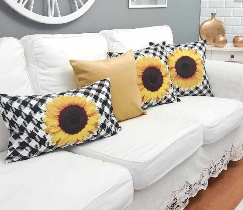 Pianpianzi Big Sofa Pillows Extra Large Couch Pillows Faux Throw Pillows Summer Sunflower Home Sofa Cover Decorative Cushion Pillowcase, Size: One