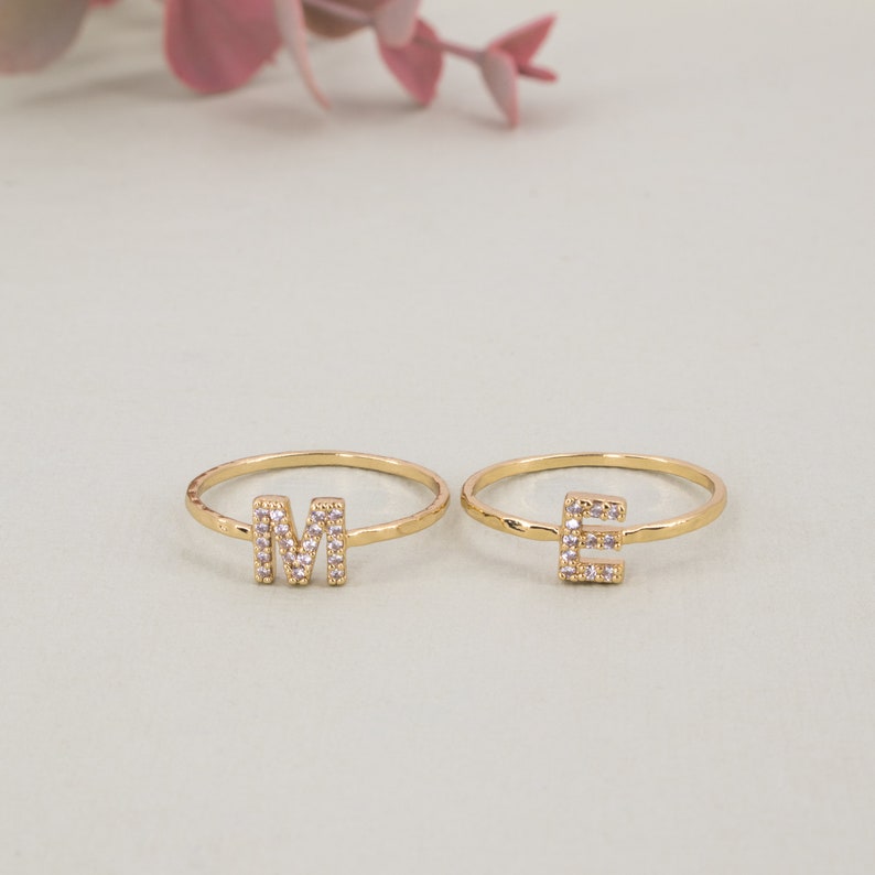 Gold Initial Ring, Custom Name Ring, Gift for Women, Figaro Chain Ring,  Personalized Jewelry, Couple Ring, Anniversary Gift - Etsy