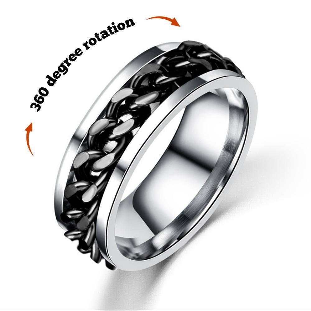 Men's Rotating Ring Stainless Steel Intertwine Rings Punk Rock Bands Male Boys Jewelry Gifts For His