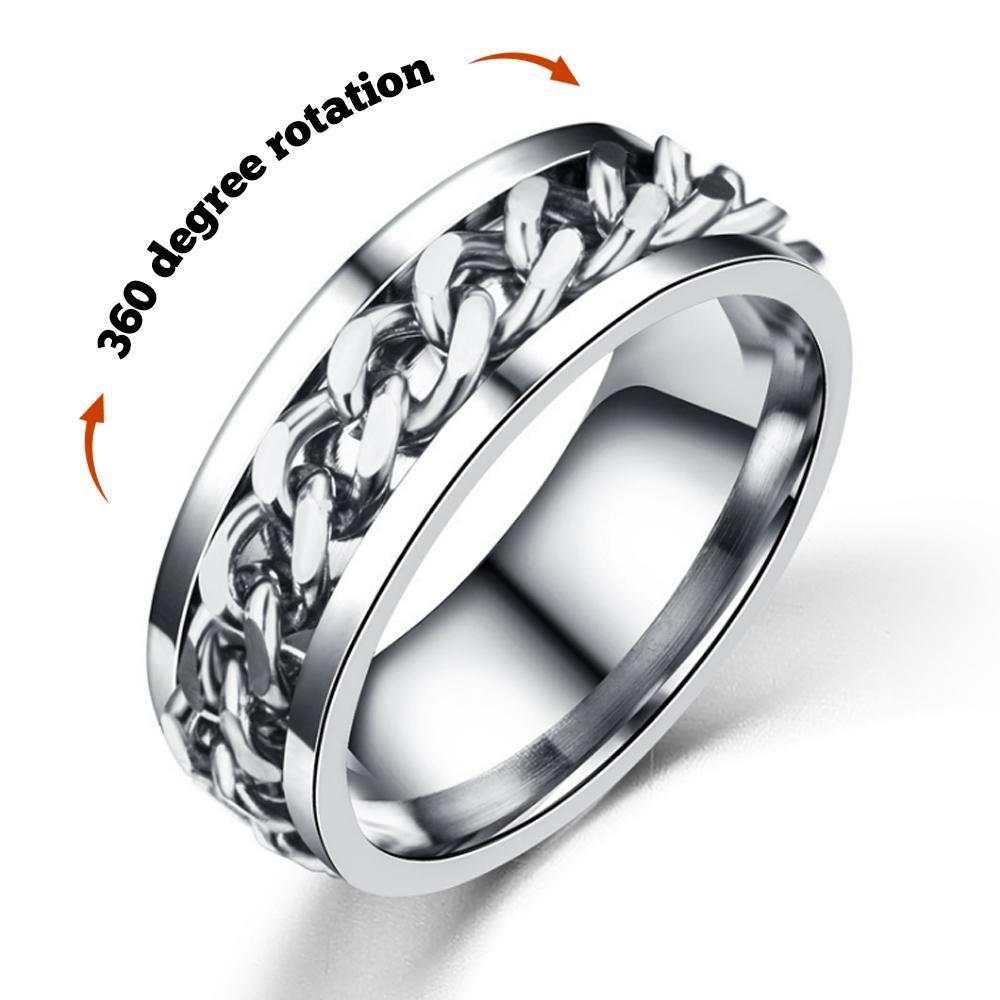Men's Rotating Ring Stainless Steel Intertwine Rings Punk Rock Bands Male Boys Jewelry Gifts For His